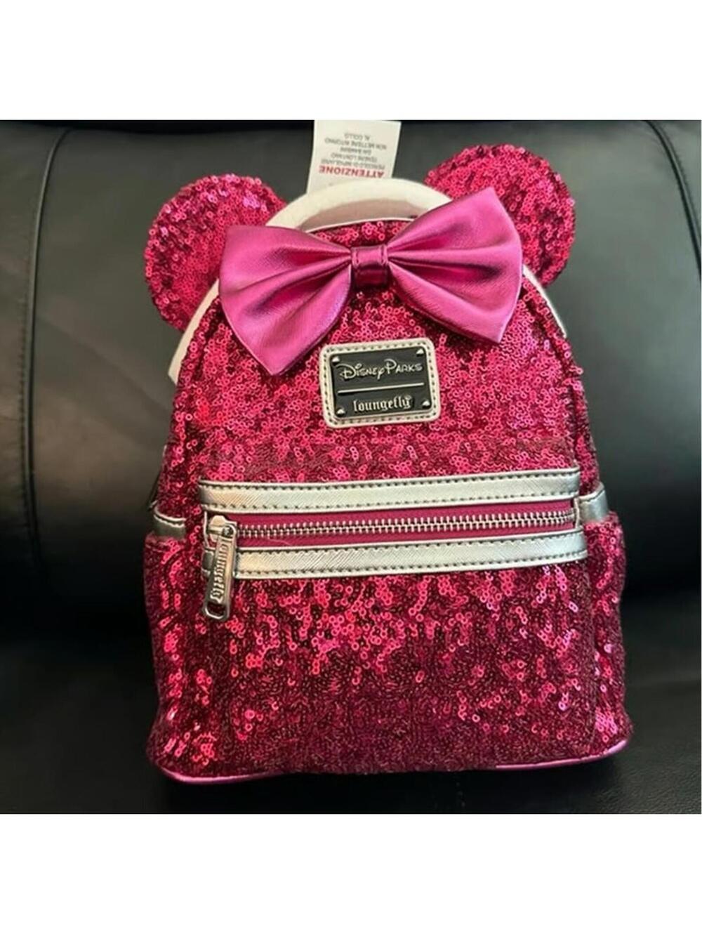 Loungefly Disney Minnie Mouse Imagination Pink Sequin Backpack NWT